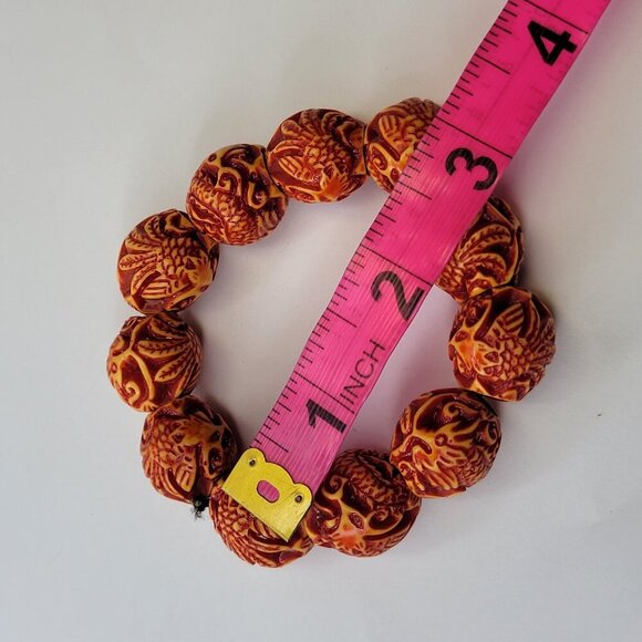 Prayer Bracelet Yoga Chant Mantra Beads Tibetan Buddhist Stretch Bracelet Orange - Picture 5 of 7